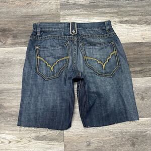 Vintage Y2K Manchester Ltd. Blue Mens 31 Raw‎ Edge Whiskered Denim Jean Shorts